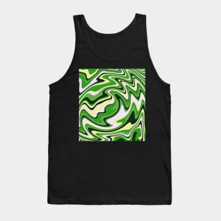 Colorful Liquid Warp Abstract Swirl - Green and Yellow Tank Top